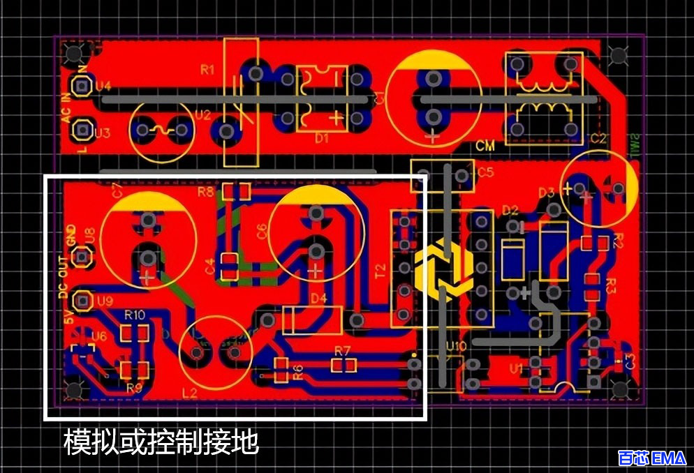 顶层放置模拟地