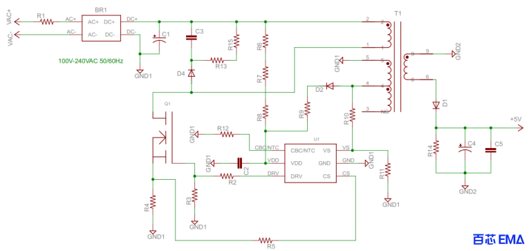 AC-DC 5W 充电器原理图