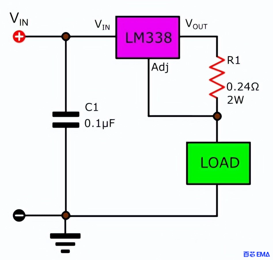 LM338 电流调节电路：5A