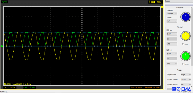 改进的精密整流电路示波器波形图