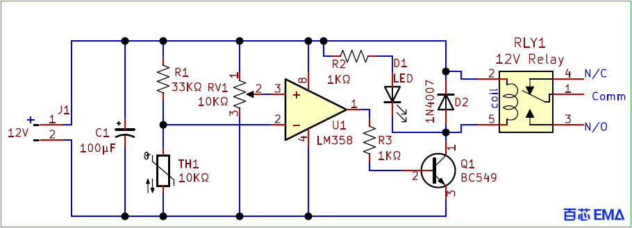 LM358 热检测器电路工作原理