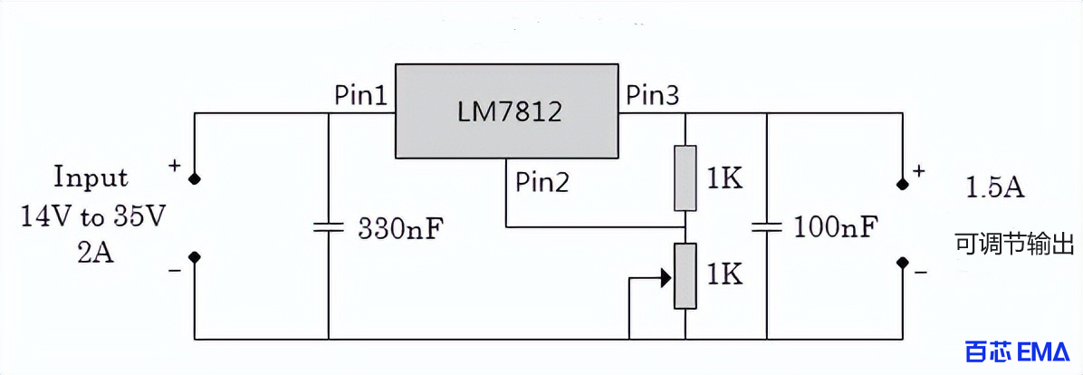 LM7812可调/可变电源电路