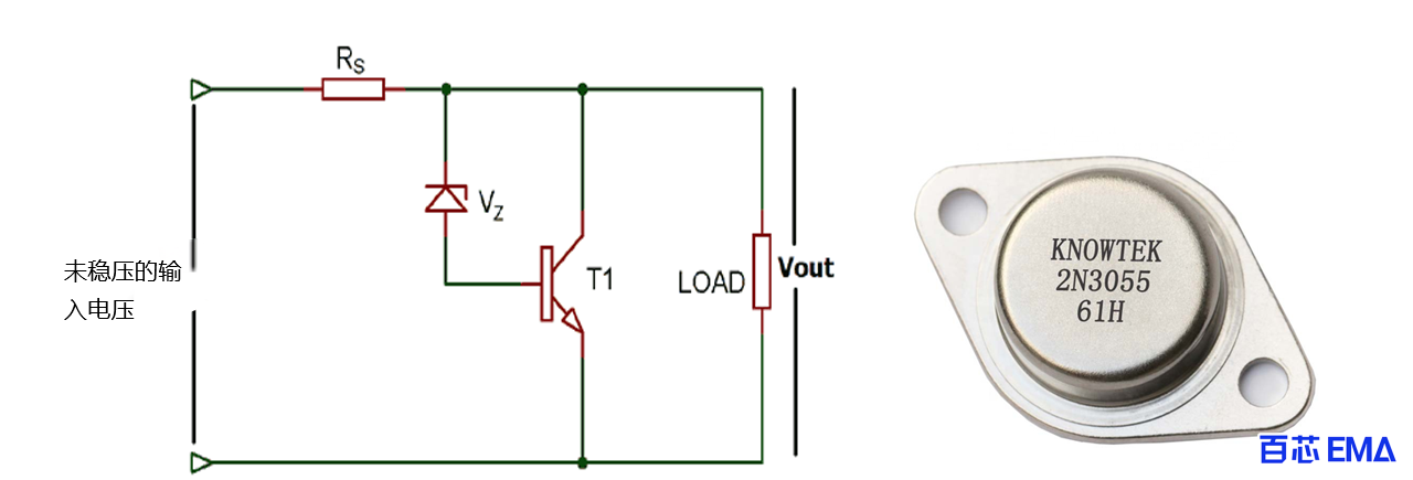 2N3055 晶体管的简单稳压电路