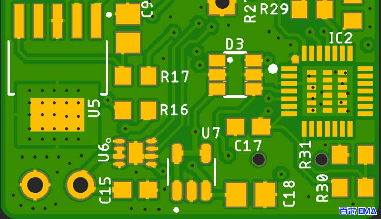 U5 和 IC2 使用 散热孔