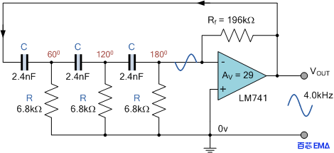 RC 振荡器运算放大器电路