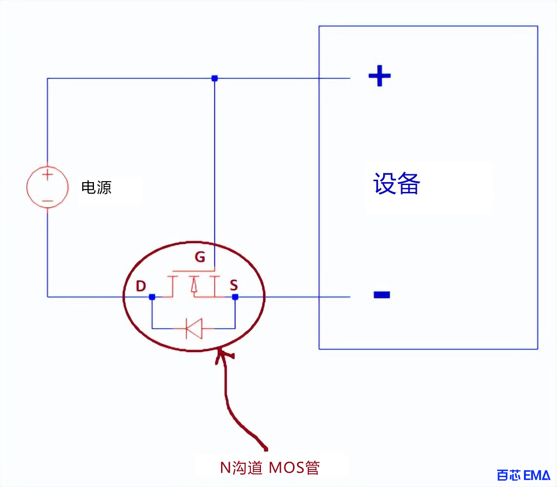 电路中的 N 沟道 MOSFET