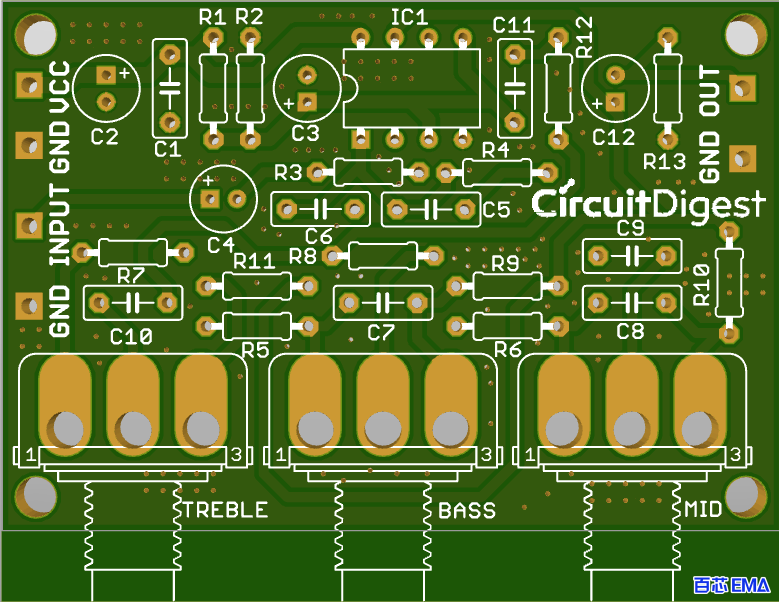 有源音频控制电路 3D PCB Gerber仿真图