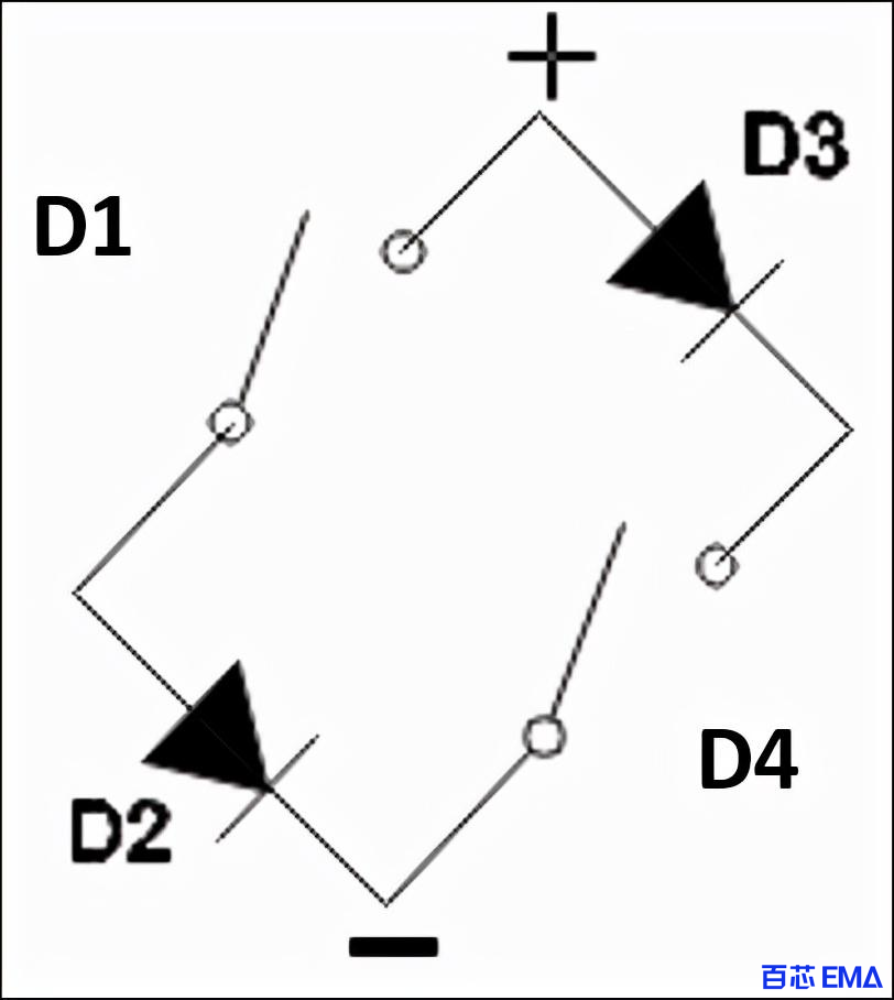桥式整流电路正半周期原理图