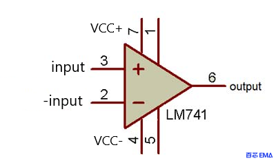 LM741 运算放大器电路符号图