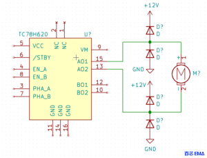 带反激二极管的 TC78H620 H 桥电路