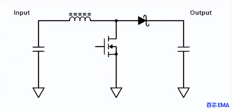 升压转换器的简化原理图