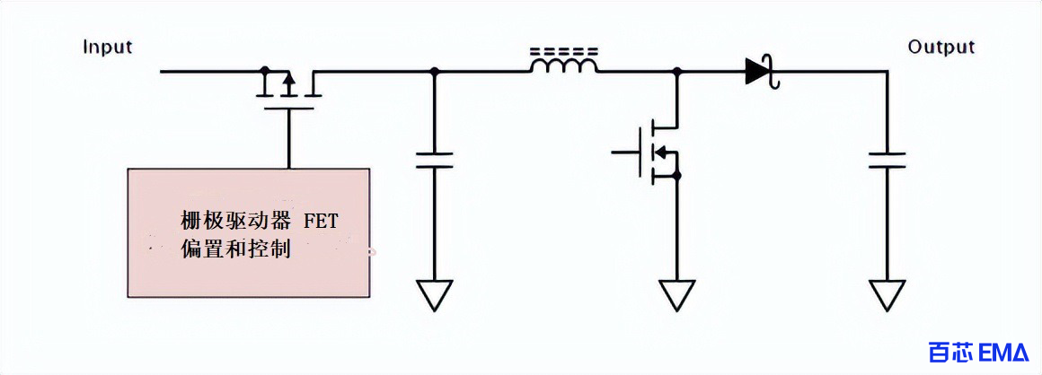 升压转换器的简化原理图