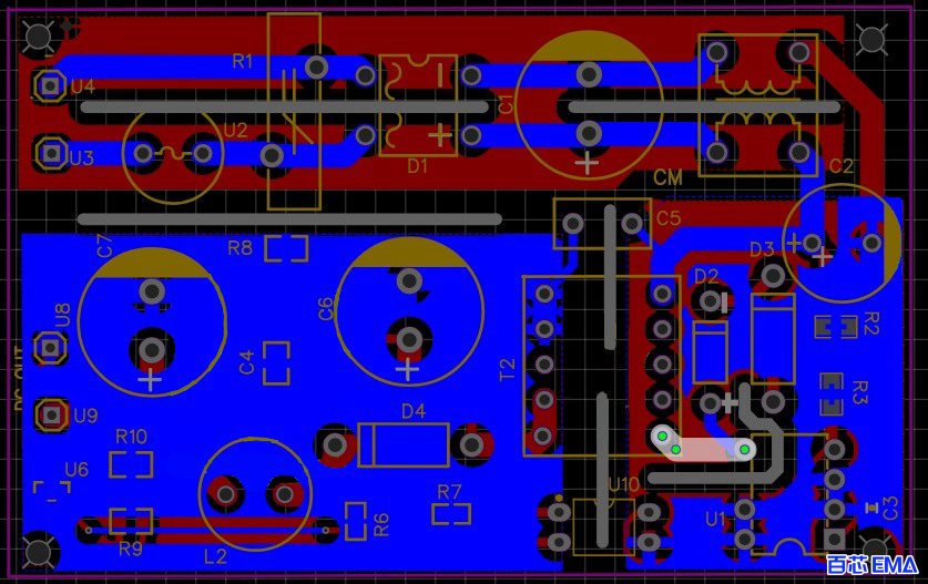 MOSFET 漏极引脚的开关输出与电路板切口分开