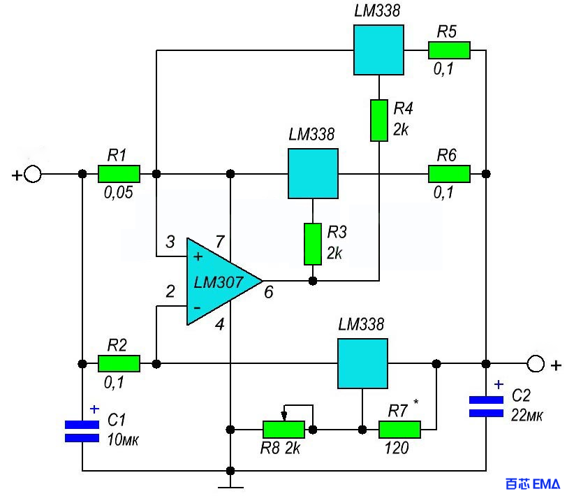LM338 可调电源电路：15A