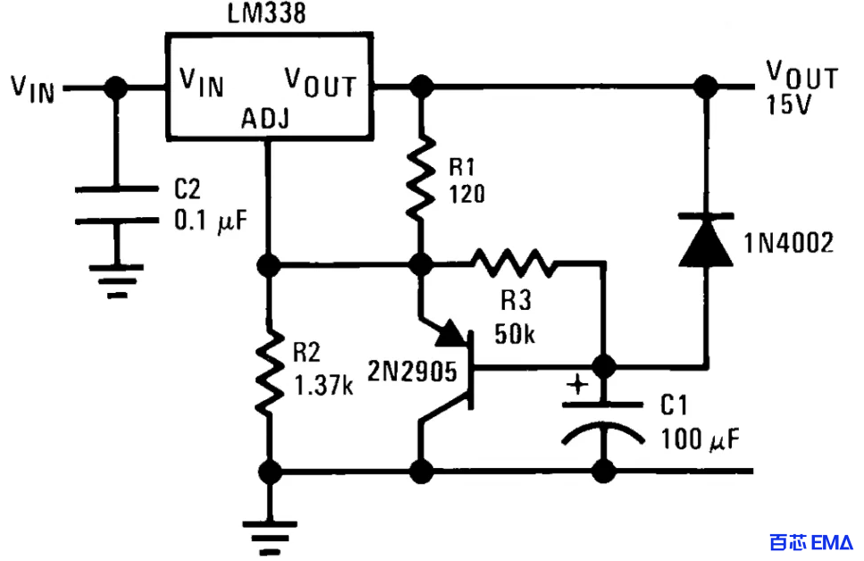 LM338 慢速开启输出电源