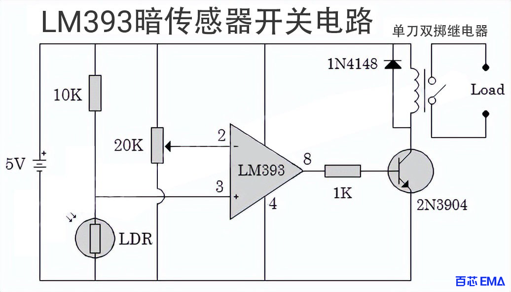LM393 IC的暗传感器开关电路
